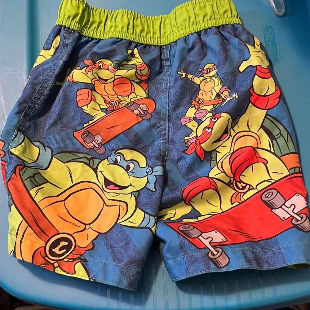 Kids Ninja Turtles Swim Shorts - Blue and Green